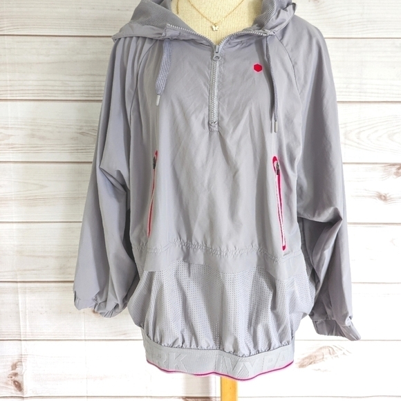 Ivy Park Perforated Hooded Pull Over with Banded Hem in Purple & Pink Sz Medium - Picture 8 of 14